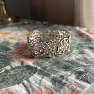 Silver Bracelet with Flower Pattern